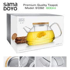 Teekann filtriga, klaasist Samadoyo, S092, Premium klass, Premium Quality Teapot, 600 ml hind ja info | Klaasid, tassid ja kannud | kaup24.ee