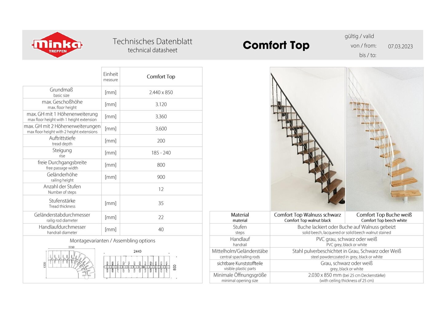 Moodul trepp Comfort Top Minka, Valge / Pöök. Komplekti kõrgus: 312 cm hind ja info | Trepid | kaup24.ee