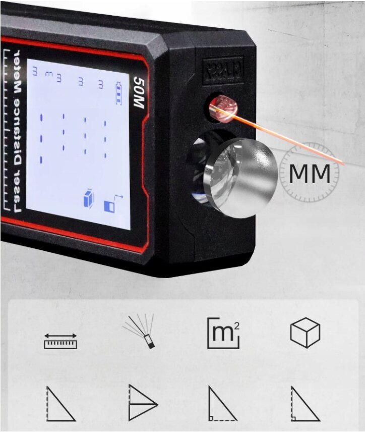 Digitaalne kaugus/pindala mõõtmise laserkaugusmõõtja цена и информация | Käsitööriistad | kaup24.ee