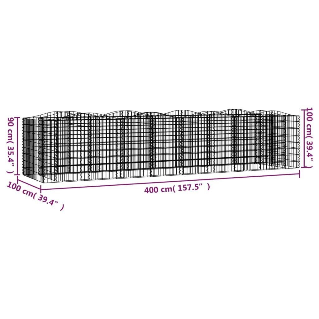 vidaXL kaarekujuline gabioon taimelava, 400x100x100 cm, tsingitud raud hind ja info | Aiad ja tarvikud | kaup24.ee