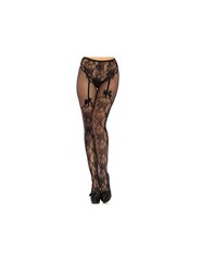 Эротический костюм LEG AVENUE STOCKING FLOWERS DESIGN BACK CROTHLESS ONE SIZE цена и информация | Сексуальное женское белье | kaup24.ee