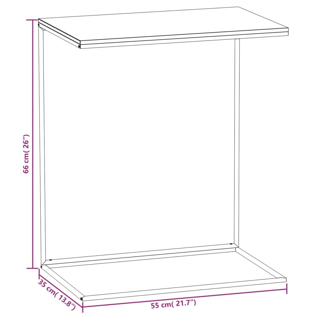 vidaXL lisalaud, valge, 55 x 35 x 66 cm, tehispuit hind ja info | Diivanilauad | kaup24.ee