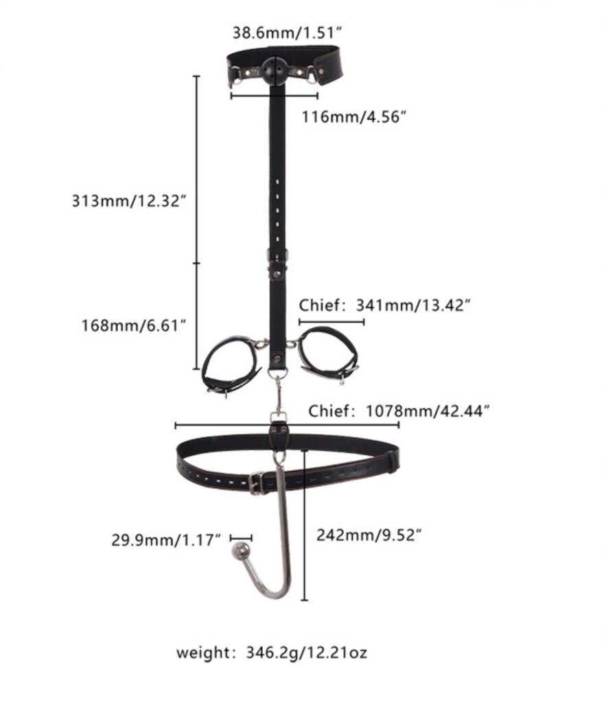 Анальный крюк с фиксацией наручниками и кляпом Bondage Hook Set цена |  kaup24.ee