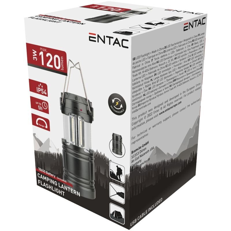 Laetav latern Entac 3W Camping Solar hind ja info | Valgustid ja lambid | kaup24.ee