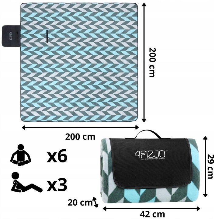 Veekindel piknikutekk 4fizjo 200x200 cm hind ja info | Matkamadratsid, matkamatid | kaup24.ee