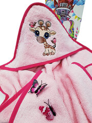 Beebi rätik kapuutsiga Giraffe, roosa hind ja info | Rätikud, saunalinad | kaup24.ee
