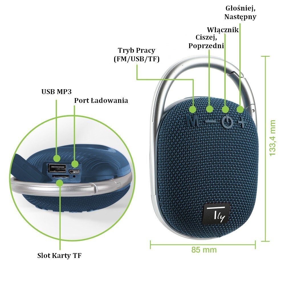 Kõlar Bluetooth 5.3 Wireless Techly 5W TWS LED USB/TF MP3 цена и информация | Kõlarid | kaup24.ee