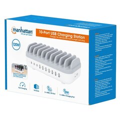 10-pordiline USB-laadimisjaam Manhattan 120 W 3x USB-C PD 7x USB-A цена и информация | Зарядные устройства для телефонов | kaup24.ee