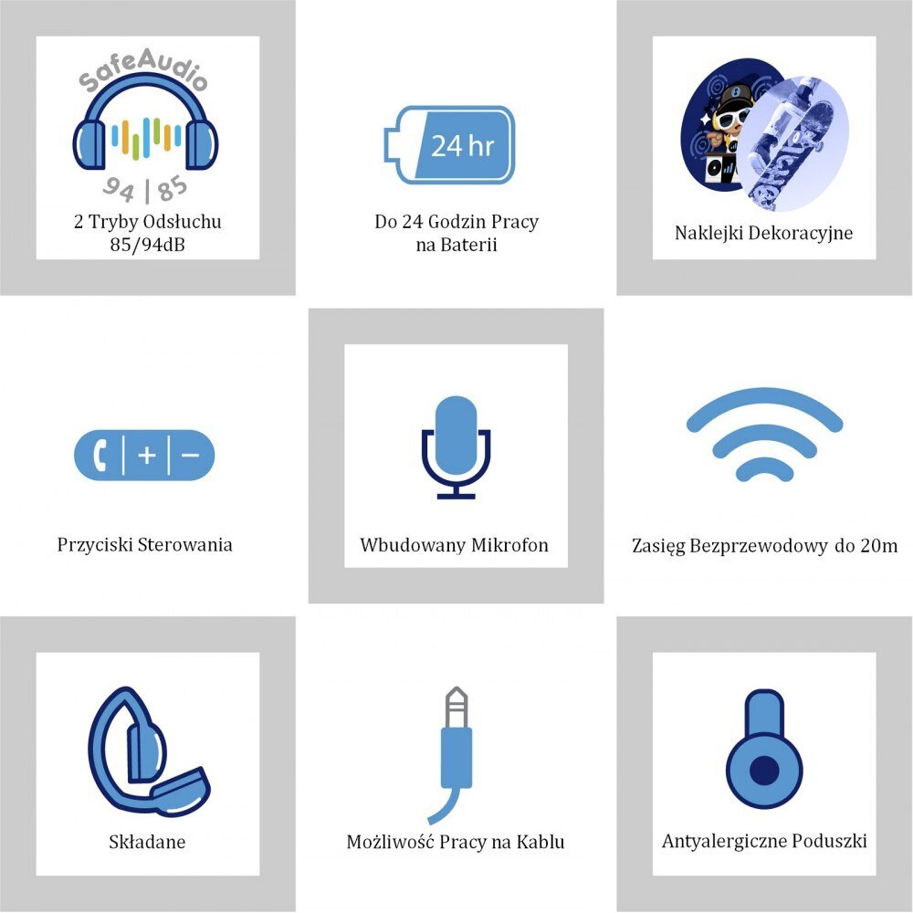 Laste kõrvaklapid BuddyPhones PopFun 3+ 85/94dB juhtmevabad, rohelised, kleebistega hind ja info | Kõrvaklapid | kaup24.ee