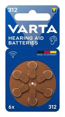 Элементы для слуховых аппаратов 312 VARTA 6 шт. цена и информация | Батерейки | kaup24.ee