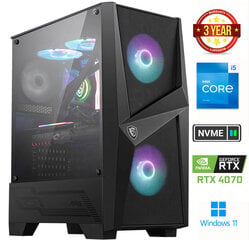 Стационарный компьютер Gamer i5-13400F 32GB 1TB NVME 1TB HDD RTX 4070 Windows 11 цена и информация | Стационарные компьютеры | kaup24.ee