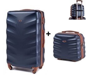 Маленький чемодан Wings BS402 S + дорожный кейс, синий цена и информация | Чемоданы, дорожные сумки | kaup24.ee