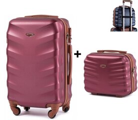 Большой чемодан Wings BS402 L + дорожный кейс, бордовый цена и информация | Чемоданы, дорожные сумки | kaup24.ee