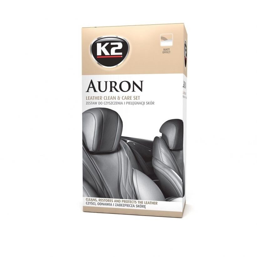 Naha puhastus- ja hoolduskomplekt K2 Auron (Auron Cleaner + Auron Protectant + Auron Brush + mikrokiud) hind ja info | Autokeemia | kaup24.ee