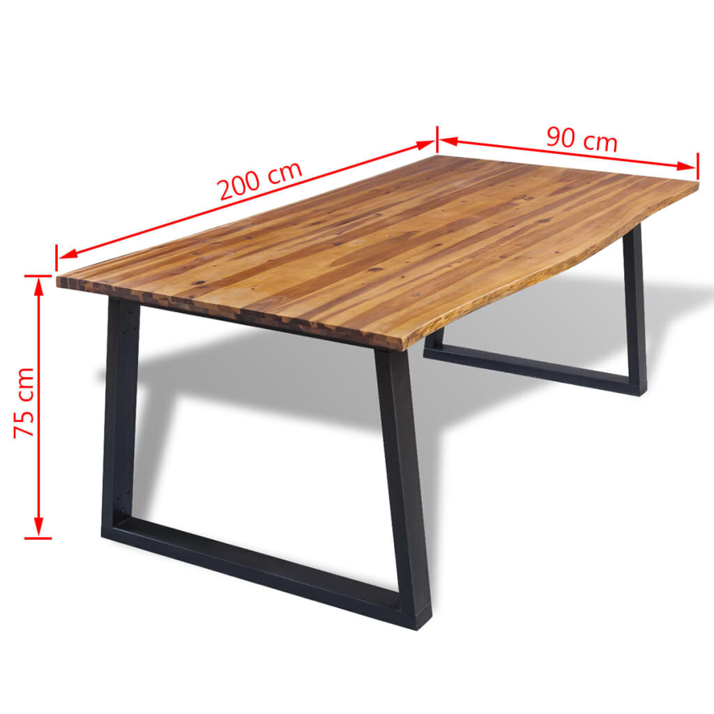 vidaXL söögilaud, akaatsiapuit, 200 x 90 cm hind ja info | Köögi- ja söögilauad | kaup24.ee