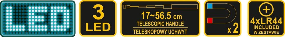 3LED Taskulamp + teleskoophaarats magnetiga Vorel TR-78405 hind ja info | Käsitööriistad | kaup24.ee