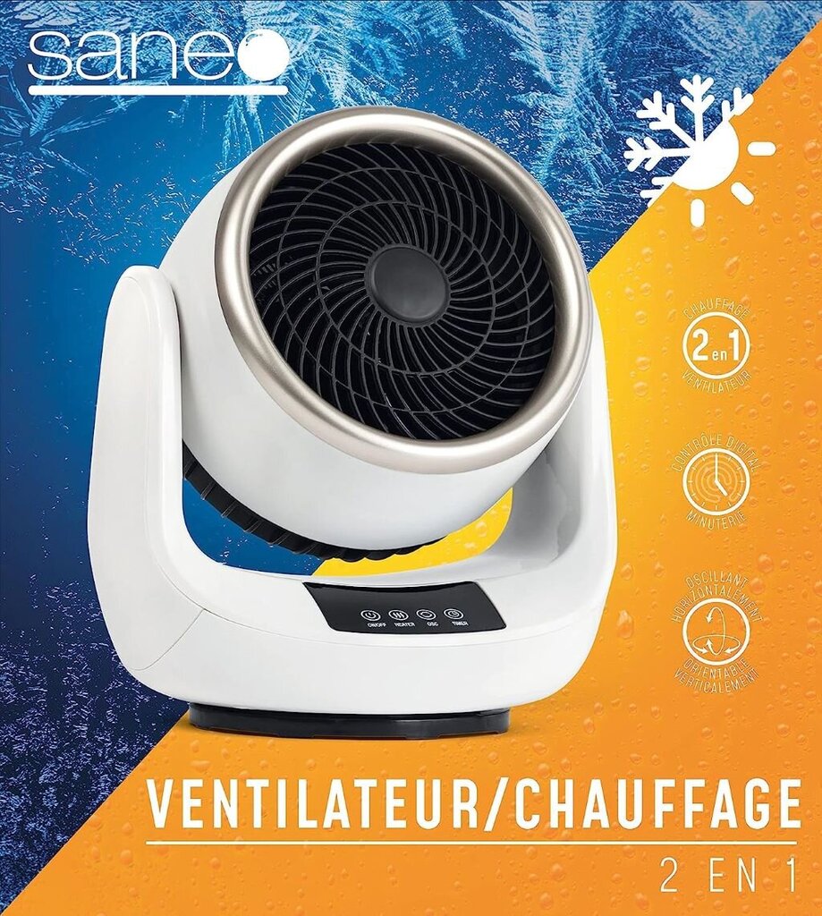 Kaugjuhtimispuldiga kompaktne soojapuhur Saneo 002073, valge цена и информация | Ventilaatorid | kaup24.ee
