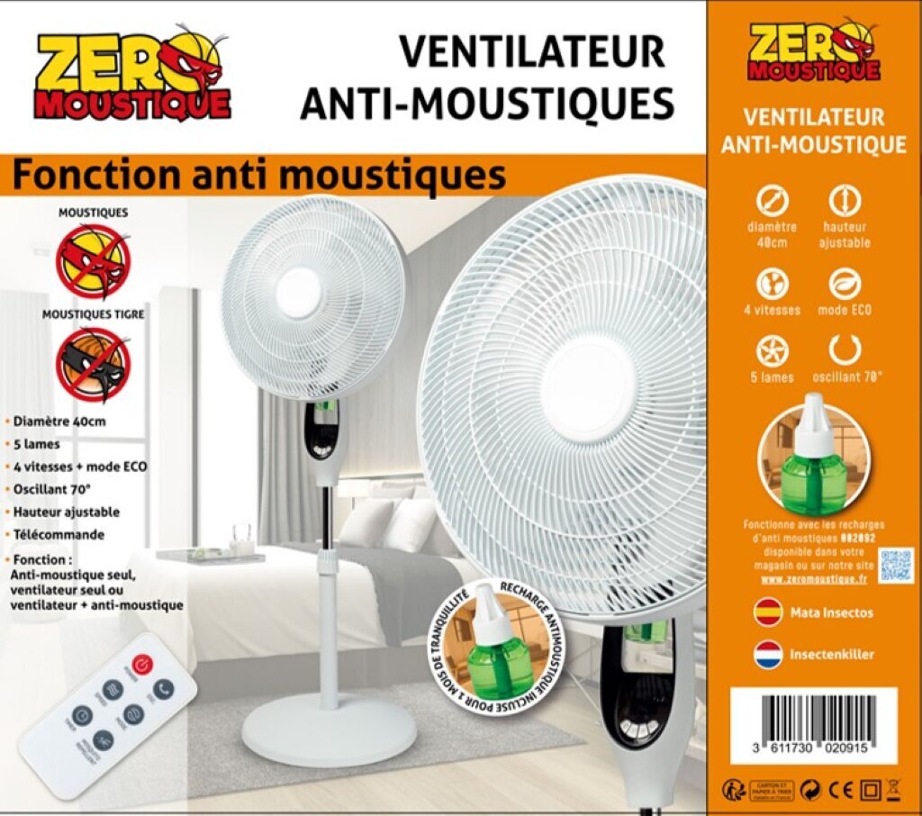 Seisev ventilaator sääsekaitsega Zero Moustique 002091, 55W hind ja info | Ventilaatorid | kaup24.ee