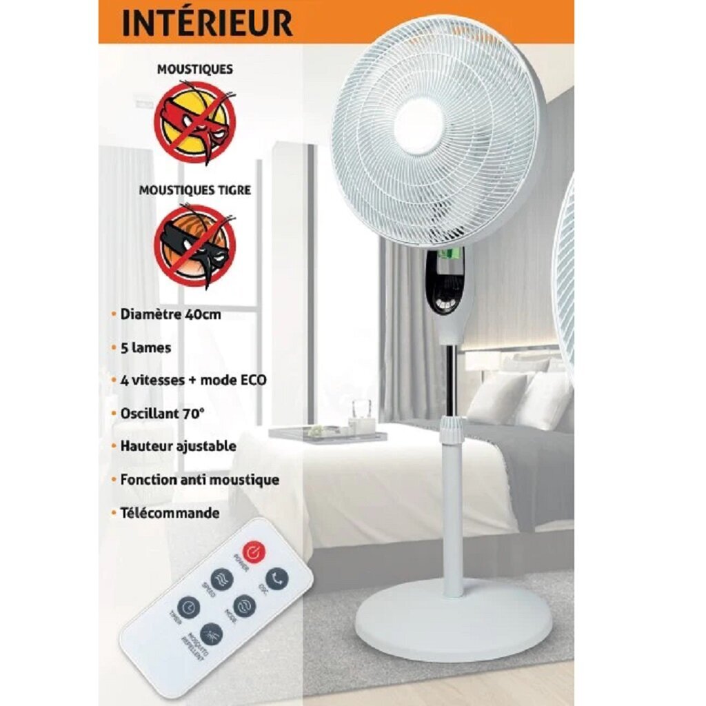 Seisev ventilaator sääsekaitsega Zero Moustique 002091, 55W hind ja info | Ventilaatorid | kaup24.ee