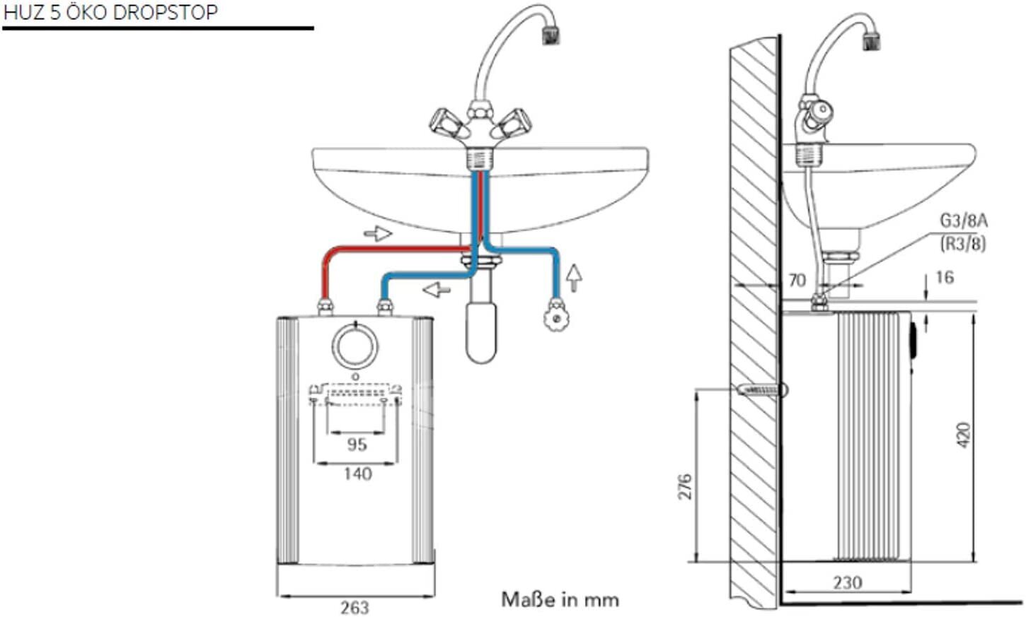 Boiler 5L AEG mittesurve all valamu all HUZ 5 Öko DropStop + Kolmekäiguline survevaba köögisegisti, kroom hind ja info | Boilerid | kaup24.ee