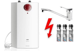 Boiler 5L AEG mittesurve all valamu all HUZ 5 Öko DropStop + Kolmekäiguline survevaba köögisegisti, kroom цена и информация | Водонагреватели | kaup24.ee