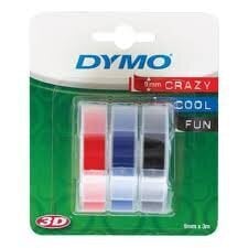 Dymo etiketilint 3D Label Tape 9mm 3m Glossy, 3-pakk must/punane/sinine hind ja info | Printeritarvikud | kaup24.ee