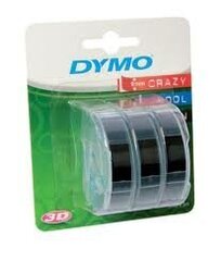 Dymo etikett 3D Label Tape 9mm 3m Glossy, 3-pakk must hind ja info | Printeritarvikud | kaup24.ee