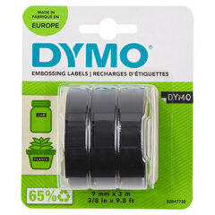 Dymo etikett 3D Label Tape 9mm 3m Glossy, 3-pakk must hind ja info | Printeritarvikud | kaup24.ee