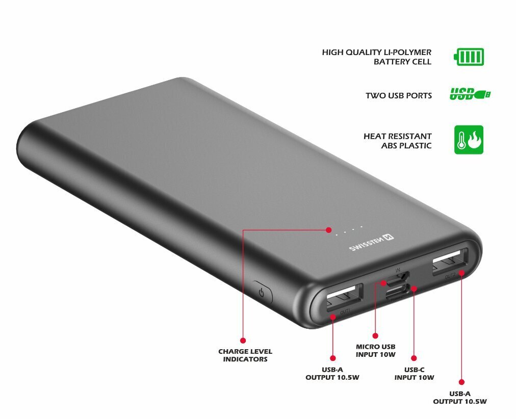 Swissten Worx II 10000 mAh цена и информация | Akupangad | kaup24.ee