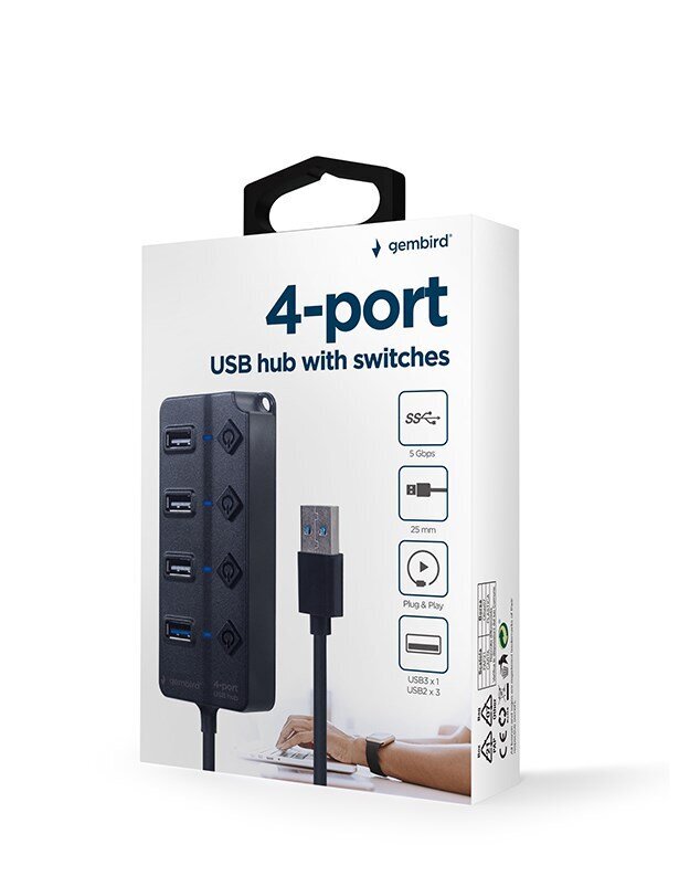 Gembird UHB-U3P1U2P3P-01 цена и информация | USB jagajad, adapterid | kaup24.ee