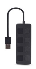 Gembird UHB-U2P4-05 USB 2.0 4-портовый концентратор с переключателями, черный цена и информация | Адаптеры и USB-hub | kaup24.ee