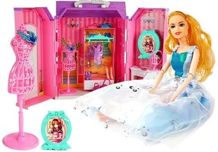 Большой кукольный домик с зеркалом гардеробом и другими аксессуарами цена и информация | Игрушки для девочек | kaup24.ee