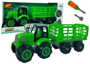 Traktorius guminiais ratais, 1:24, žalias цена и информация | Игрушки для мальчиков | kaup24.ee