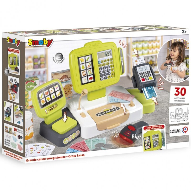Poe kassaaparaat koos kaalude ja tarvikutega Smoby, 30 tarvikut hind ja info | Tüdrukute mänguasjad | kaup24.ee