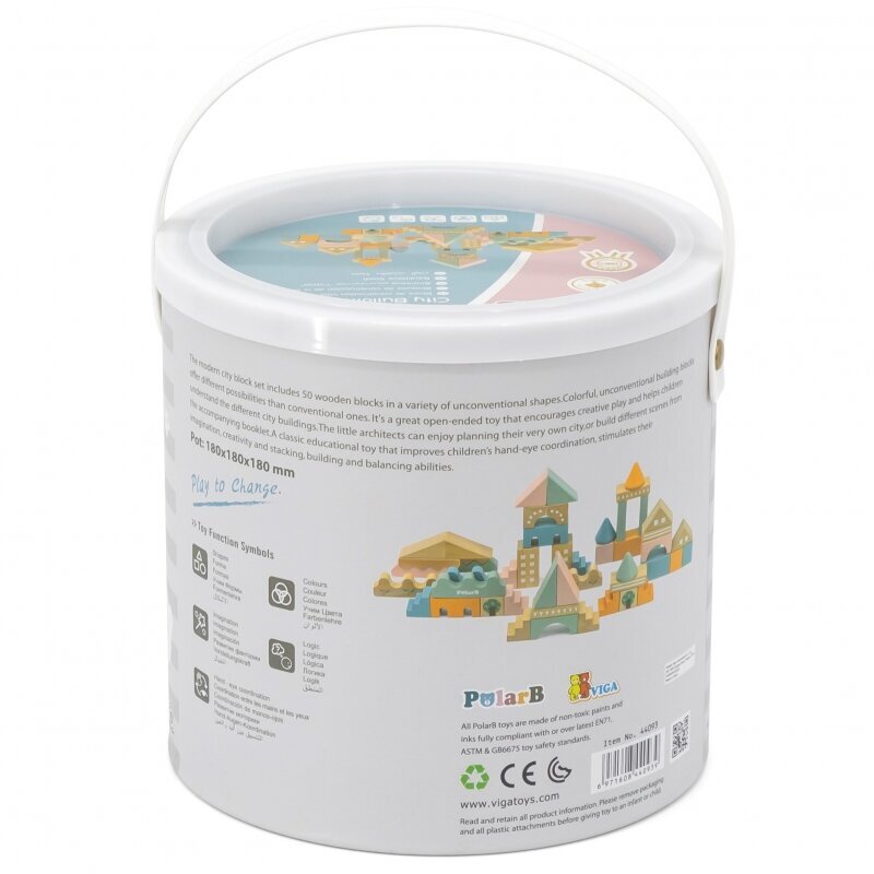 Puidust Montessori klotsid "City", Viga PolarB hind ja info | Imikute mänguasjad | kaup24.ee