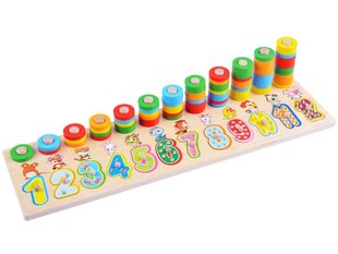 Деревянный пазл с цифрами и цветами цена и информация | Развивающие игрушки | kaup24.ee