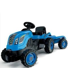 Traktor pedaalide ja haagisega Smoby, sinine hind ja info | Poiste mänguasjad | kaup24.ee