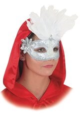 Венецианская маска с белыми перьями цена и информация | Карнавальные костюмы | kaup24.ee
