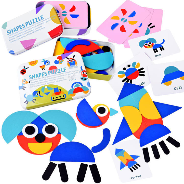 Puitklotsidega pusle Montessori Tangram hind ja info | Arendavad mänguasjad | kaup24.ee