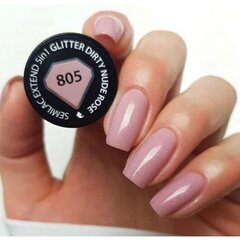 Semilac 805 стойкий гибридный гель лак для ногтей Extend Glitter Dirty Nude Rose 7 мл ( 5 in 1 ) цена и информация | Лаки для ногтей, укрепители для ногтей | kaup24.ee