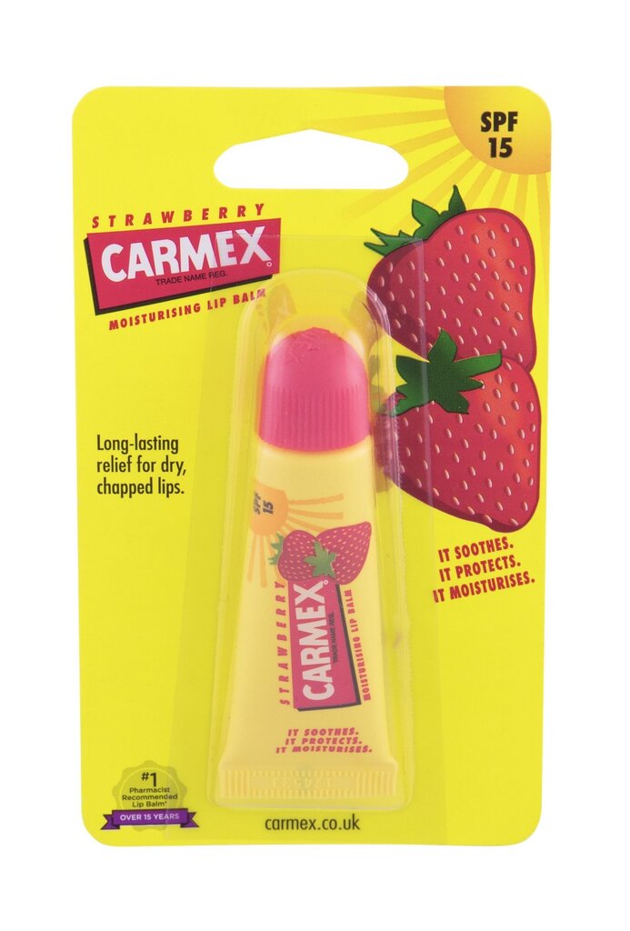 Huulepalsam Carmex Strawberry SPF15 10 g hind ja info | Huulepulgad, -läiked, -palsamid, vaseliin | kaup24.ee