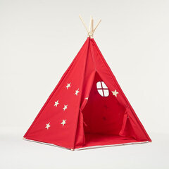 Игровая палатка Teepee Play Tent, красная с звёздами цена и информация | Детские игровые домики | kaup24.ee