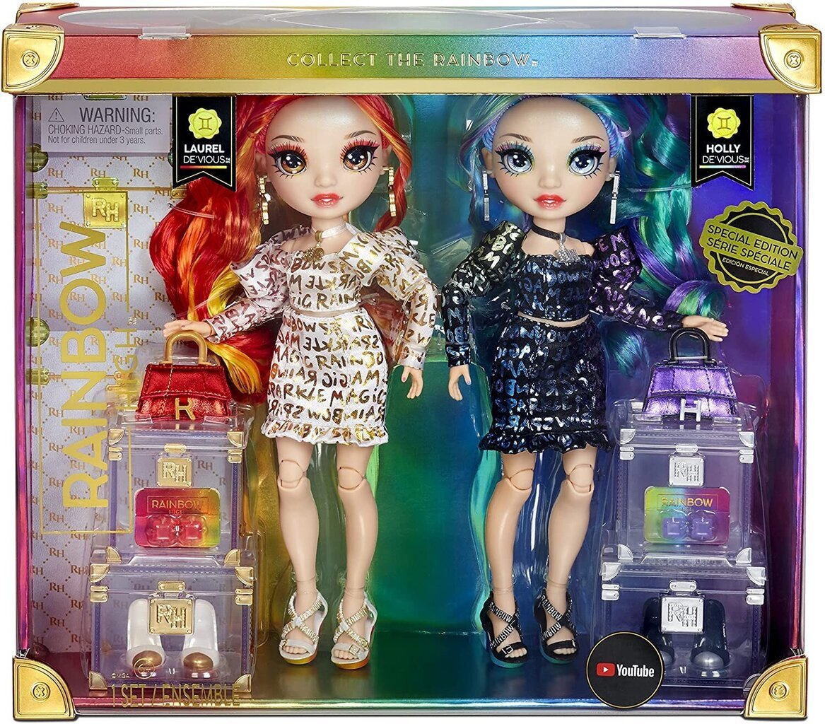 577553EUC Rainbow High Twins Laurel & Holly De’Vious цена и информация | Tüdrukute mänguasjad | kaup24.ee