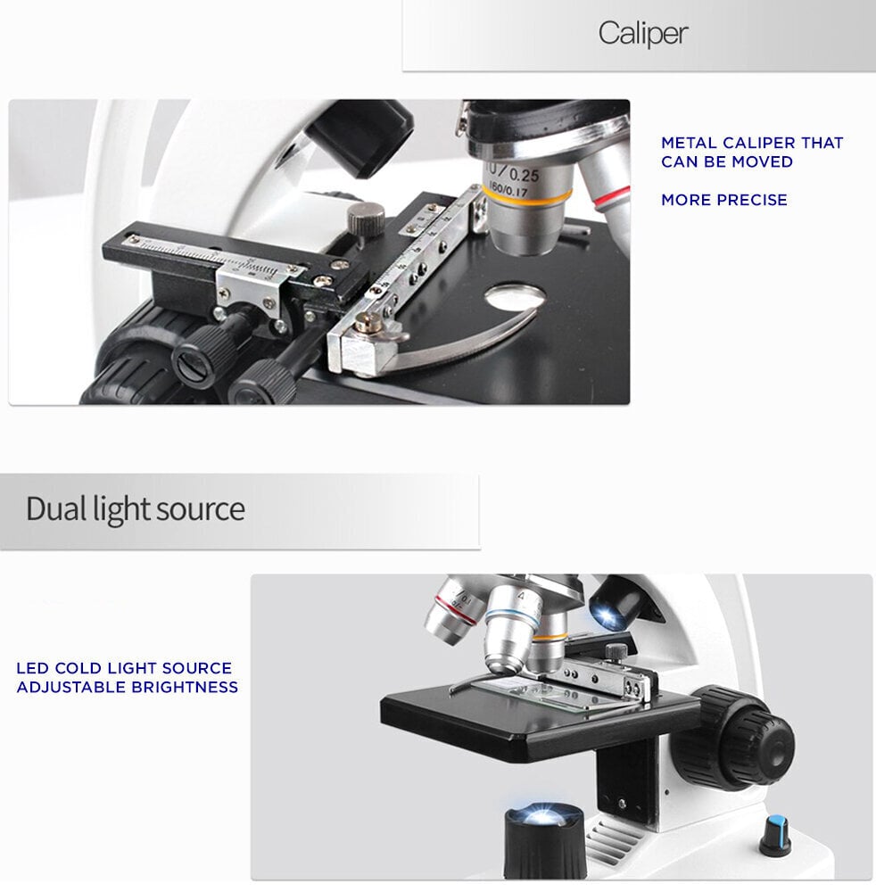 Микроскоп Профессиональный биологический микроскоп c держателем для телефона,  1600Х цена | kaup24.ee