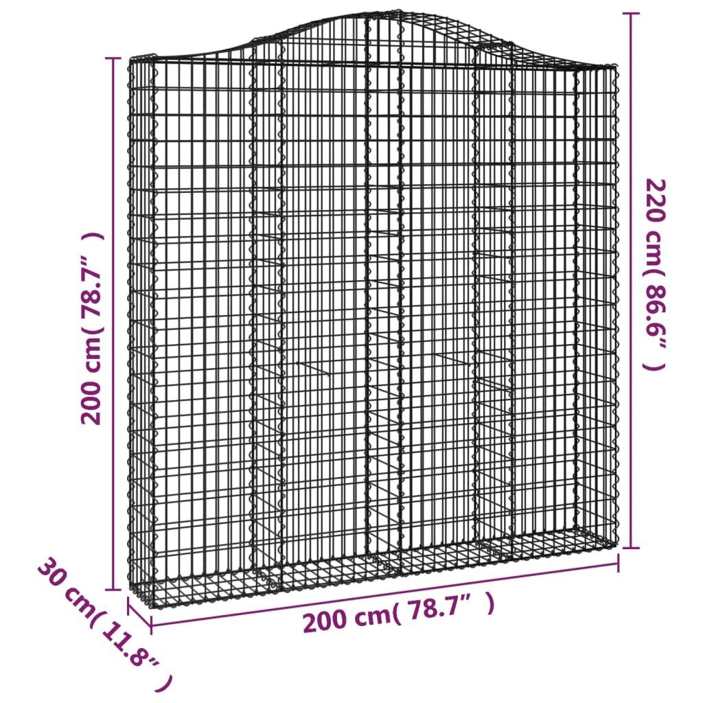 vidaXL kaarekujulised gabioonkorvid 4 tk, 200x30x200/220 cm, raud цена и информация | Aiad ja tarvikud | kaup24.ee