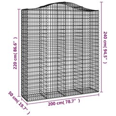 vidaXL kaarekujulised gabioonkorvid 7 tk, 200x50x220/240 cm, raud цена и информация | Заборы и принадлежности к ним | kaup24.ee