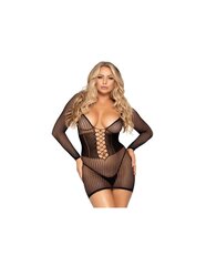 Сексуальный комплект нижнего белья LEG AVENUE MULTI NET MINI DRESS ONE SIZE - BLACK цена и информация | Сексуальное женское белье | kaup24.ee