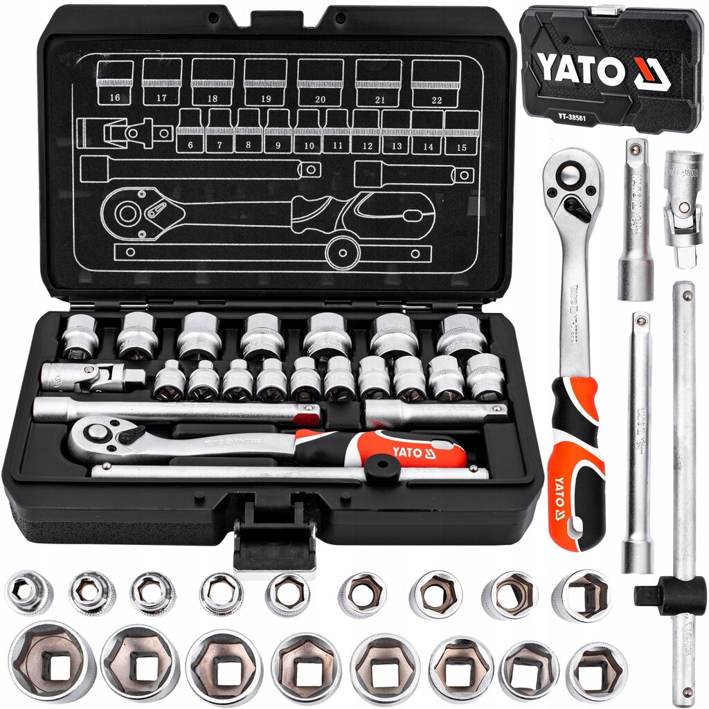 Mutrivõtmete komplekt Yato YT-38561 hind ja info | Käsitööriistad | kaup24.ee