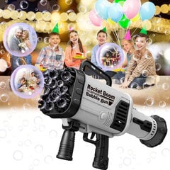 Электрический мыльный пузырь/пистолет Space Rocket, 64 отверстия с подсветкой, цвет черный цена и информация | Гудки для вечеринки Clown Face (4шт.) | kaup24.ee