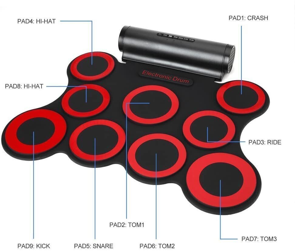 G3009 Silikoonist kaasaskantavad elektroonilised trummid, punased hind ja info | Arendavad mänguasjad | kaup24.ee